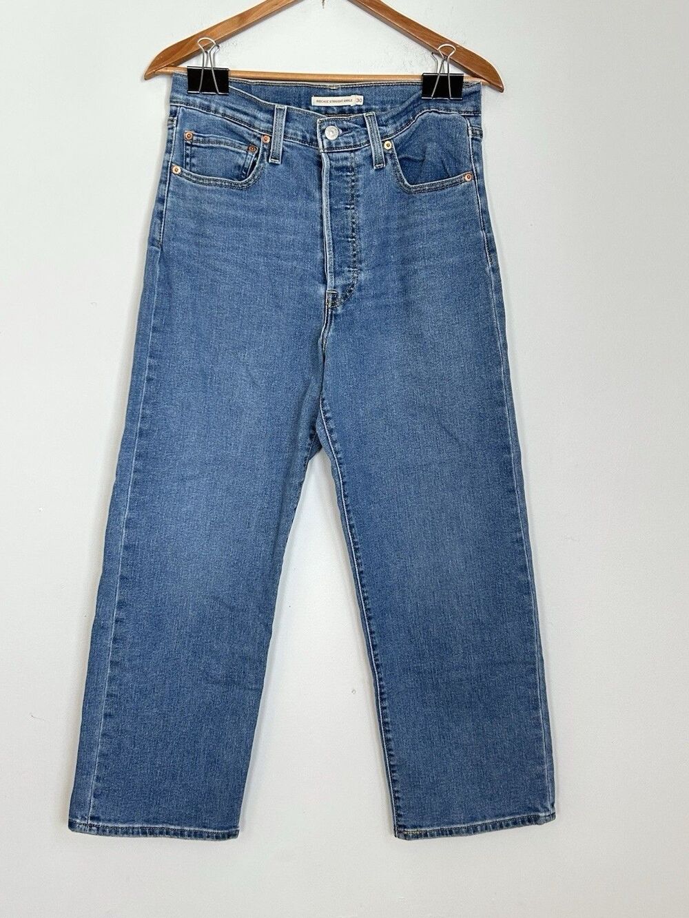 Levi's Ribcage Straight Ankle Jeans 30 High Rise Button Fly 26 Inseam